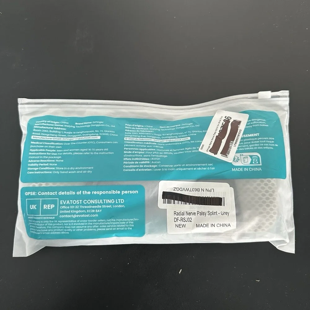 DrFinger Radial Nerve Palsy Splint for Wrist Drop, Adjustable Static Fingers ...
